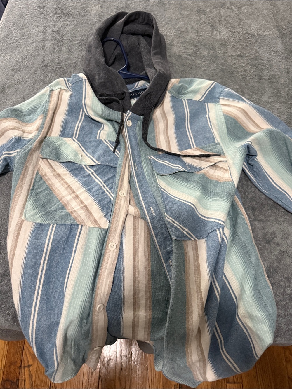Trinity Coast Striped Shirt with Blue & Cream Panels